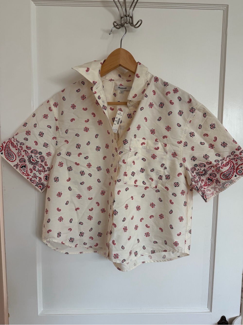 Madewell Cream Short-Sleeve Bandana Print Button-Down